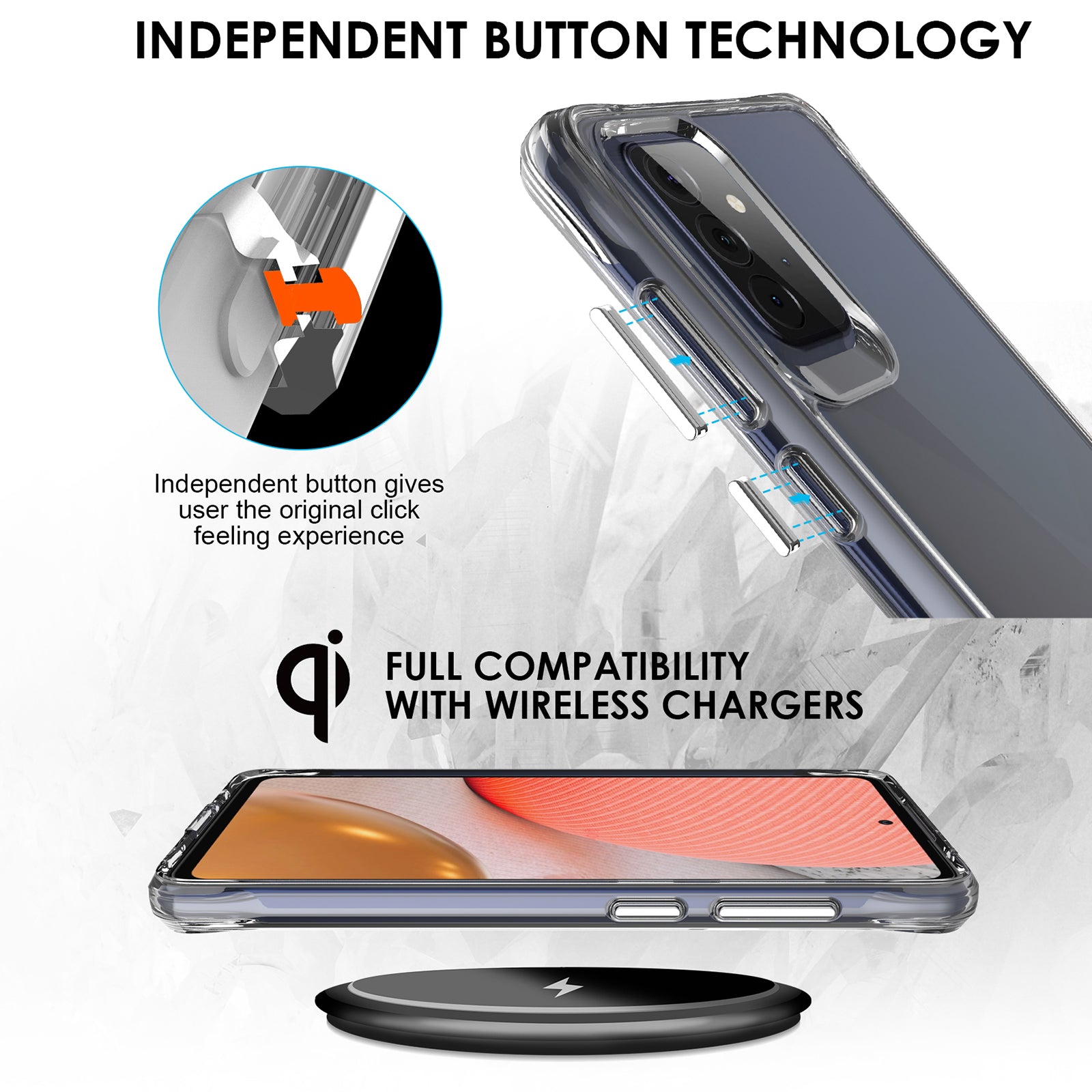 PC+TPU Case for Samsung Galaxy A72 4G / A72 5G Shell HD Clear Drop-proof Phone Cover PC+TPU Case for Samsung Galaxy A72 4G / A72 5G Shell HD Clear Drop-proof Phone Cover